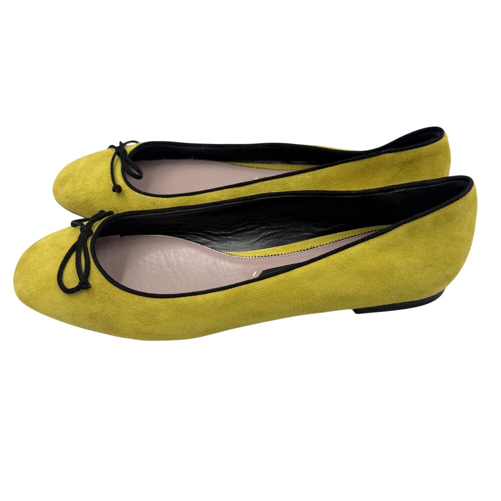 Tom Ford Ballet Flats Womens 12 Yellow Suede Bow Slip On Made Italy W0437T EU 42